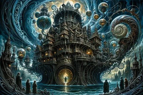 A Cyberpunk Surreal Dreamscape With Impossible Architecture... — SDXL AI Prompt: a cyberpunk surreal dreamscape with impossible architecture and impossible sky,...