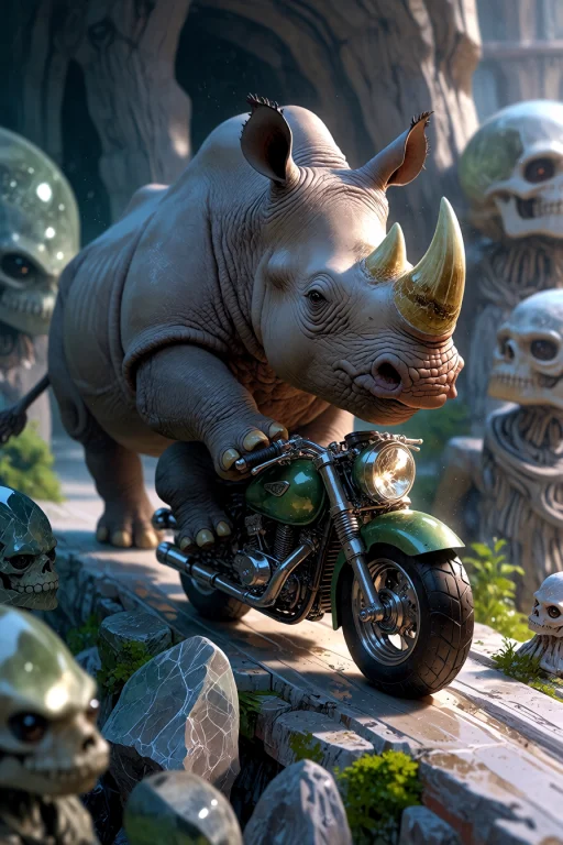 , A Breathtaking Macro Photograph Of A Cute Real Gray Rhino...