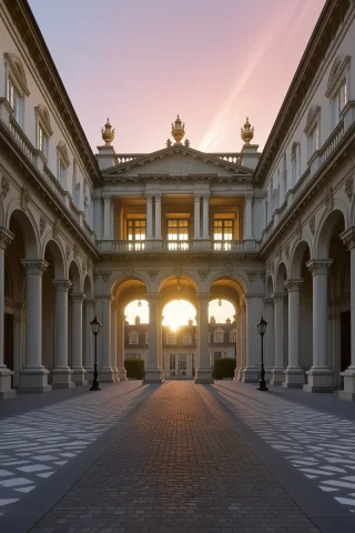 Masterpiece, Best Quality,score7, A Symmetrical, Grand Europ... — Stable Diffusion AI Prompt: masterpiece, best quality,score_7, A symmetrical, grand European palace courtyar...