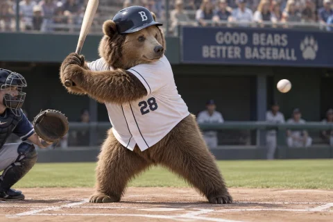 A Bear Playing Baseball — Stable Diffusion AI Prompt: a bear playing baseball