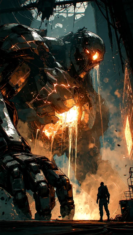 A Cinematic Extreme Wide Shot Of A Colossal Mechanical God-m...