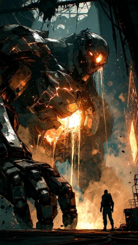 A Cinematic Extreme Wide Shot Of A Colossal Mechanical God-m... — Stable Diffusion AI Prompt: A cinematic extreme wide shot of a colossal mechanical god-machine awakening ins...