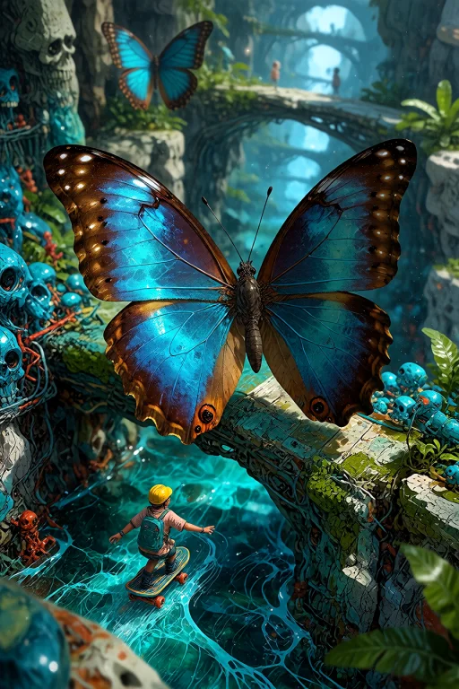 , , A Breathtaking Macro Photograph Of A Cute Real Blue Morp...