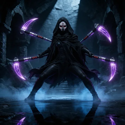 Subject And Action A Striking Female Warrior Stands In A Dyn... — Stable Diffusion AI Prompt: Subject and Action A striking female warrior stands in a dynamic, wide-legged co...