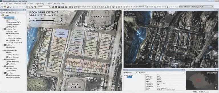 Map And Aerial Of An Area In Cybertron With Mix Of Human And...