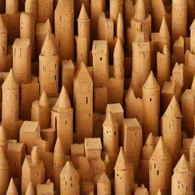 A Cityscape Rendered Entirely In Cork, Towers And Bridges Bu...
