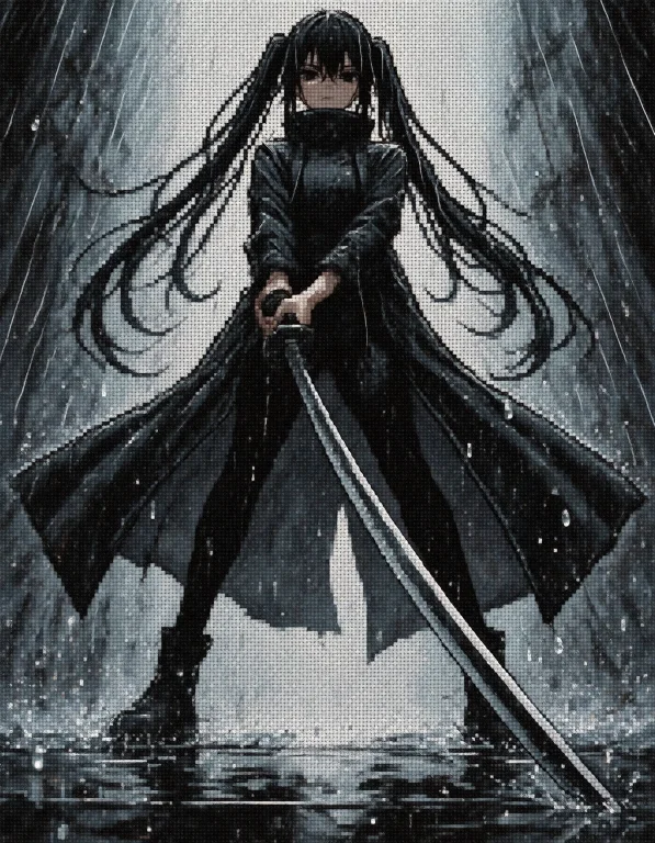 Kuro, 1girl, Long Black Hair Styled In Twintails, Black Eyes...