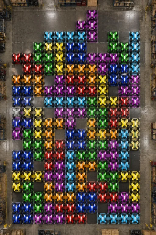 This Map, But Its A Photo Of A Warehouse Floor. Each Colored...