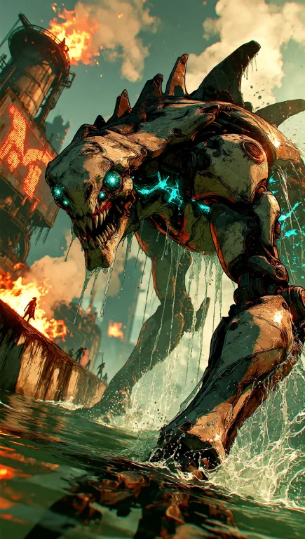 A Cinematic Medium-wide Shot Of A Biomechanical Creature Pa...