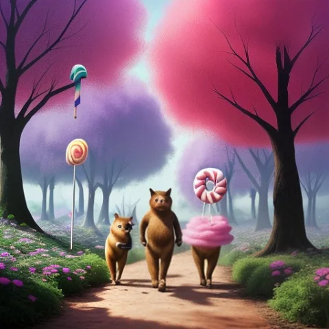 Breathtaking, Hdr, Digital Photo Of Digital Animals Walking... — Stable Diffusion AI Prompt: breathtaking, hdr, digital photo of digital animals walking in a Candy Land fore...