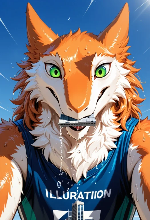 Sergal, Solo, Male, No Humans, Athletic, Orange Fur, White F...