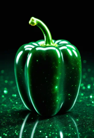 Closeup Green Pepper Made Of High Polish Shiny Green Obsidia... — SDXL AI Prompt: closeup green pepper made of High polish shiny green Obsidian Jade, on High poli...