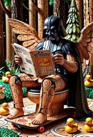 Surrealism, Absurdres, Corkworld Style,lazypos, 1010 Theme,... — SDXL AI Prompt: Surrealism, absurdres, corkworld style,lazypos, 10/10 theme, corktexture darth v...