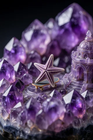 A Breathtaking Macro Photograph Of A Cute Real Purple Starfi... — Stable Diffusion AI Prompt: A breathtaking macro photograph of a cute real purple starfish riding a tiny ska...