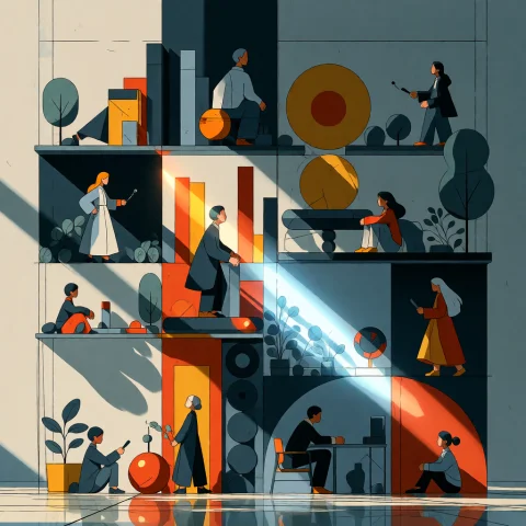 A Storytelling Infographic-inspired Composition Rendered In... — Stable Diffusion AI Prompt: A storytelling infographic-inspired composition rendered in vector flat design w...