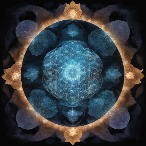Jmapifyartwork, Flower Of Life Pattern Overlaid On Compositi... — SDXL AI Prompt: jmapify_artwork, flower of life pattern overlaid on composition, subterranean ca...