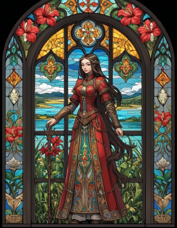 Medieval Hibiscus In Unusual Rpg Clothes, 1500ad Stately Lag...