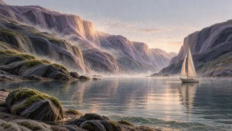 Vtxlumtisse, A Sublime Coastal Panorama Composed For A Wide... — Stable Diffusion AI Prompt: vtxlumtisse, A sublime coastal panorama composed for a wide 16:9 frame, looking...