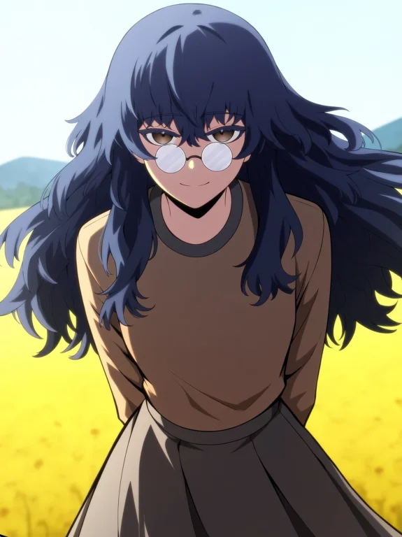 Enya, Enyaoutfit, 1girl, Solo, Brown Eyes, Dark Blue Hair, L...