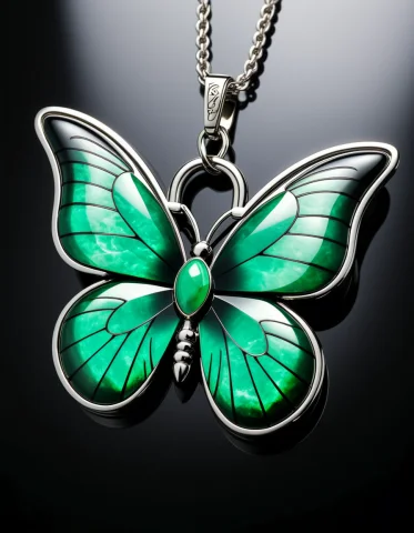 A Gigantic Obsidian Padlock Hangs Open Around A Delicate Jad... — SDXL AI Prompt: A gigantic obsidian padlock hangs open around a delicate jade-green butterfly, t...