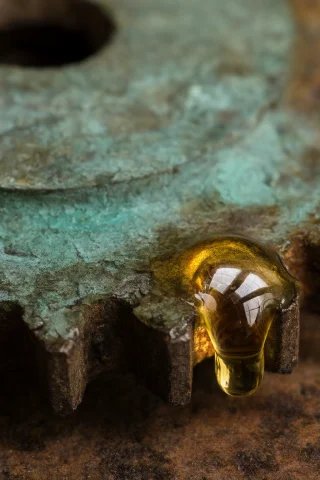 Extreme Macro Of Oxidized Copper Clockwork, Verdigris Patina... — Stable Diffusion AI Prompt: Extreme macro of oxidized copper clockwork, verdigris patina crust with flaking...