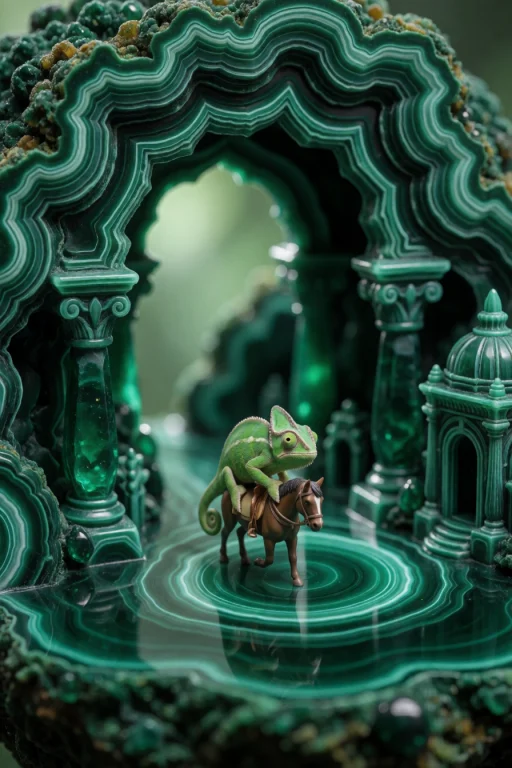 A Breathtaking Macro Photograph Of A Cute Real Green Chamele...