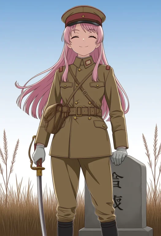 1 Girl, Chihaya Anon,pink Hair,gloves,military Uniform,ija U...