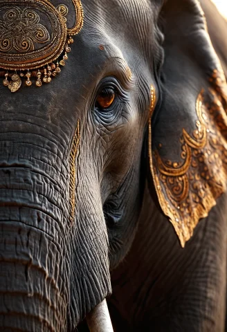 High Resolution Cinematic Extreme Close-up Portrait Of An El... — SDXL AI Prompt: High resolution cinematic extreme close-up portrait of an elephant head, focus o...