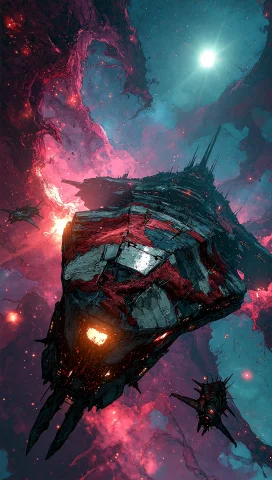A Cinematic Wide Shot Of A Colossal Sentient Starship Drifti... — Stable Diffusion AI Prompt: A cinematic wide shot of a colossal sentient starship drifting silently through...