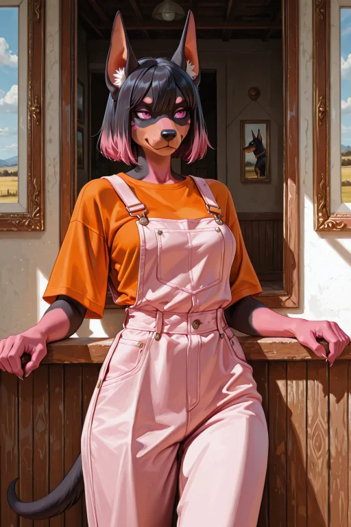 1woman Furry Anthromorphic Pink Doberman Dog Woman, Furry Fa...