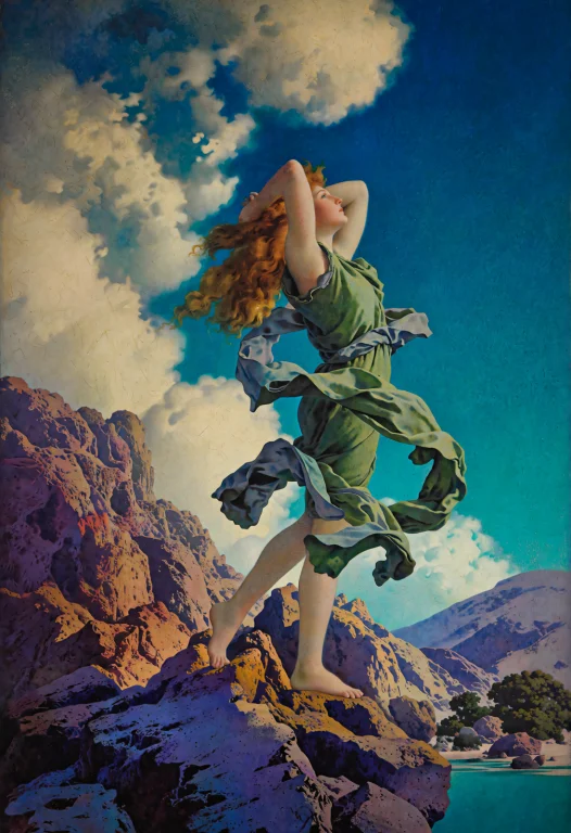Parrish Light Style Painting, This Classical-style Oil Paint...