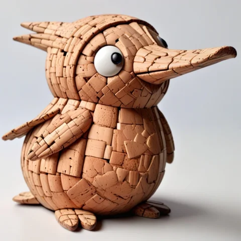 Corkworld, A Cute And Silly Toy Penguin Made Of Cork — SDXL AI Prompt: corkworld, a cute and silly toy penguin made of cork