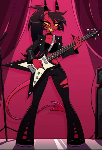 Masterpiece, Best Quality Hhstyle, 1girl, Solo, Demon Girl,... — Stable Diffusion AI Prompt: masterpiece, best quality @hhstyle, 1girl, solo, demon girl, red skin, horns, de...