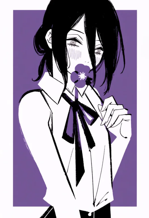 1girl, Reze Chainsaw Man, Flat Color, Limited Palette, Blend...
