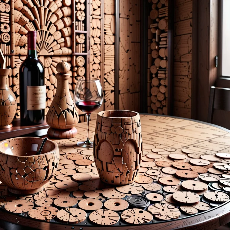 A Cork Wine Bottle On A Table With A Cork Wine Glass In A Ar...