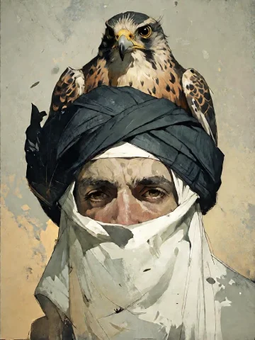 Bradhamel Art Style. A Close-up Portrait Of A Middle Eastern... — Stable Diffusion AI Prompt: Bradhamel art style. A close-up portrait of a Middle Eastern man, wearing a blac...