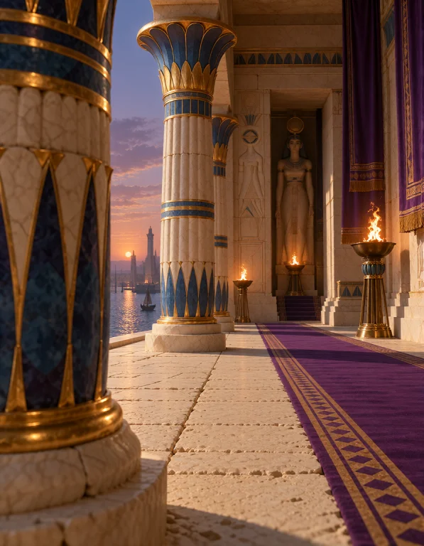 Cl30p4tr4 P4l4c3, Photorealistic Cinematic Still Of The Lotu...