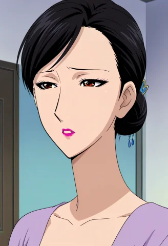 Kaoruko Noma, Black Hair, Makeup, Lipstick, Hair Ornament, B... — Stable Diffusion AI Prompt: kaoruko noma, black hair, makeup, lipstick, hair ornament, brown eyes, short hai...