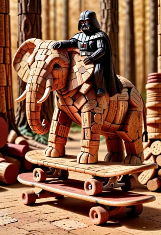 Darth Vader, Sitting On A Elephant, A Majestic Elephant Scul... — SDXL AI Prompt: Darth Vader, sitting on a elephant, A majestic elephant sculpture made entirely...