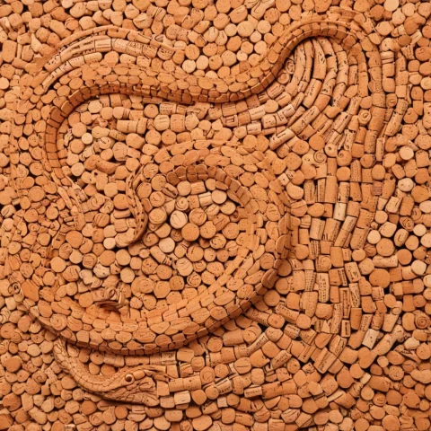 Corkworld, Serpent Made Of Cork, Tan Color, Grain Pattern, S... — SDXL AI Prompt: corkworld, serpent made of cork, tan color, grain pattern, soft edges, porous su...