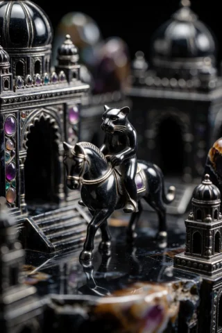 A Breathtaking Macro Photograph Of A Cute Real Black Panther... — Stable Diffusion AI Prompt: A breathtaking macro photograph of a cute real black panther riding a tiny horse...