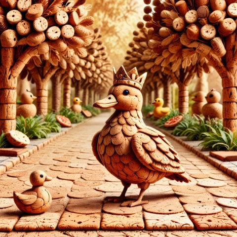 Pamcocomat, Corkworld, A Street Pigeon Standing Proudly On A... — SDXL AI Prompt: pamcocomat, corkworld, A street pigeon standing proudly on a sidewalk made of co...