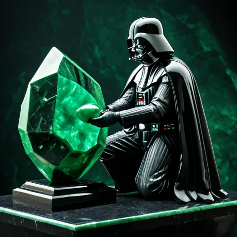 Darth Vader Buffing A Giant Gemstone With A Polishing Cloth... — SDXL AI Prompt: Darth Vader buffing a giant gemstone with a polishing cloth and a spray bottle,...