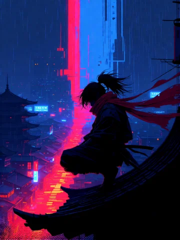 Illustration Artwork A Cinematic, High-contrast Digital Pain... — Stable Diffusion AI Prompt: illustration artwork A cinematic, high-contrast digital painting of a lone, agil...