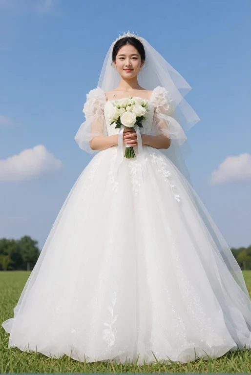 Contextfull Body Chinese Female Bride, 30 Year Old, Soft Mak...