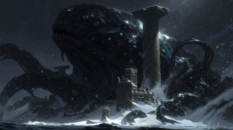 A Colossal Shoggoth, A Shapeless Mass Of Glossy Black Protop...