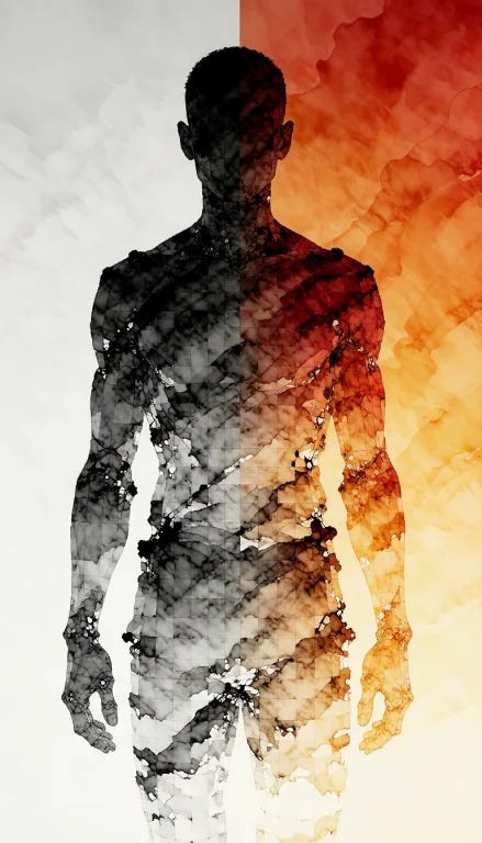 Vertical Composition Left Side Features Grayscale Silhouette...