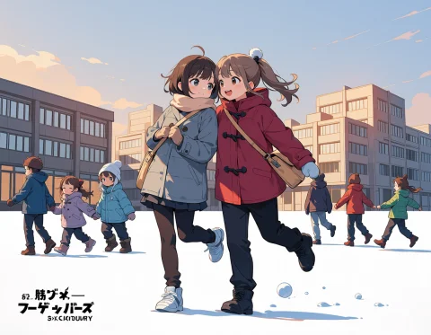 Modern Anime Style, 2girls, After School, In Winter Clothes,... — Stable Diffusion AI Prompt: modern anime style, 2girls, after school, in winter clothes, wearing winter jack...