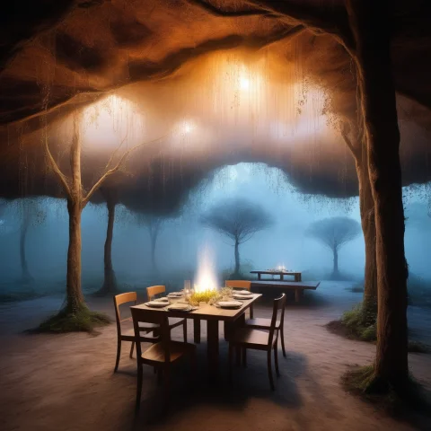 Janubiscomeforth, Jsolarumcuisine, Twilight Settlement, Orga... — SDXL AI Prompt: janubis_come_forth, jsolarum_cuisine, twilight settlement, organic architecture,...