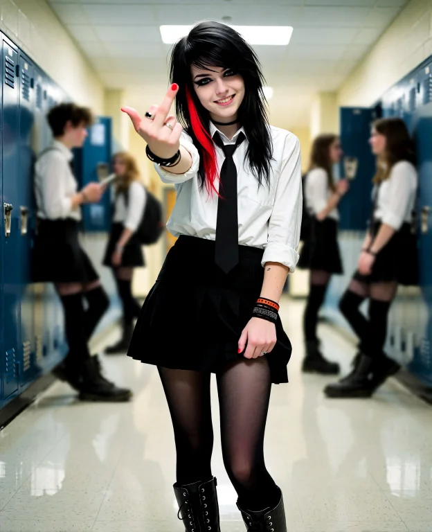 Photograph Of An 18-year-old, Slim And Tall Emo Girl With St...